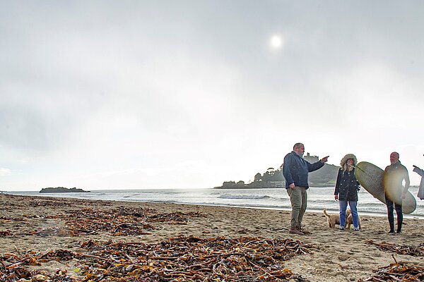 Cllr John Martin on Long Rock beach